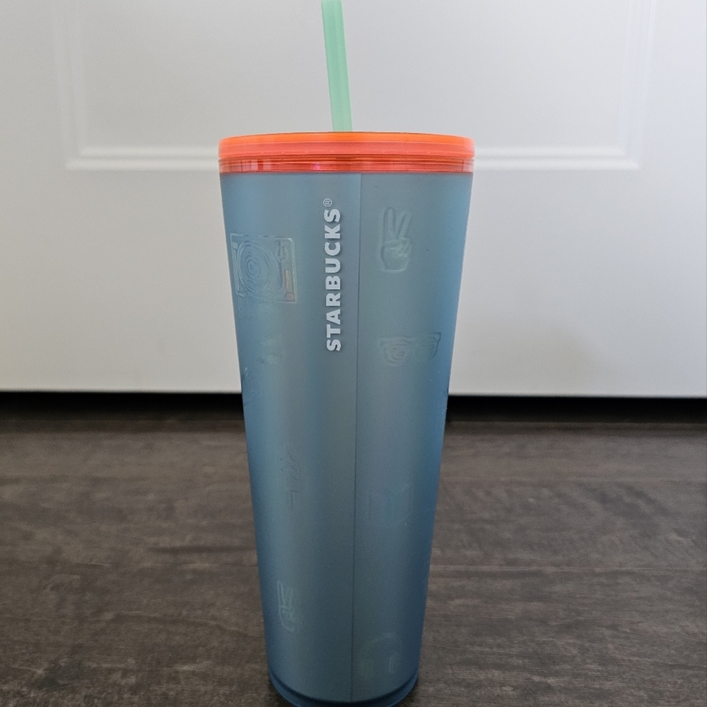 NWT Starbucks Back To School 2022 Icy Blue Soft Touch Emoji Venti Cup